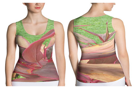 Women's All Over Print Tank Top - Embrace The Green ~ Jamaican plant life      Item# WAPTTetg
