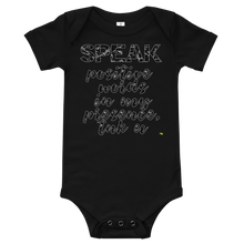 Cargar imagen en el visor de la galería, Baby&#39;s Short Sleeve Bodysuit - Speak Positive Words In My Presence, tnk u   Item # BSSBspw
