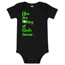 Carregar imagem no visualizador da galeria, Baby&#39;s Short Sleeve Bodysuit - You Are Looking At God&#39;s Favour            Item # BSSBla
