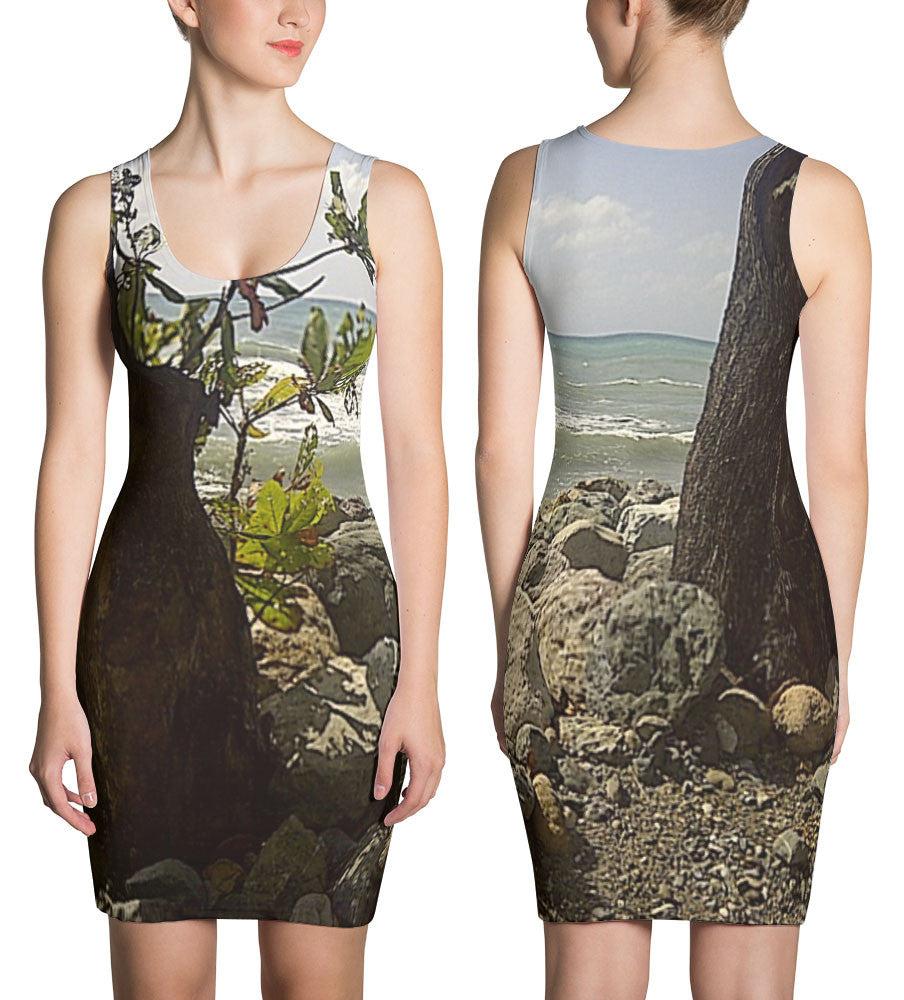 Women's All Over Print Dress - Two Tree Trunks,  St. Thomas, Jamaica       Item# WAPDtt